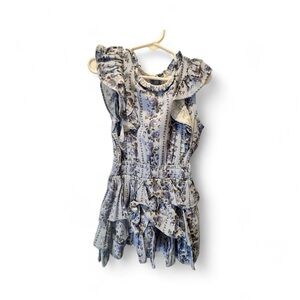 LoveShackFancy Blue and White Decker Dress